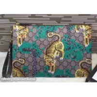 Good Looking Gucci GG Supreme Pouch Clutch Bag 451473 Bengal Green 2016