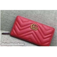 Buy Ladies Gucci GG Marmont Matelassé Chevron Zip Wallet 448087 Red 2016