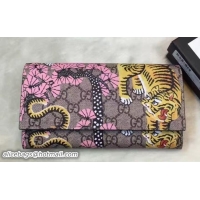 Fashion Gucci GG Supreme Continental Wallet 452349 Bengal Pink 2016