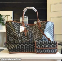 Low Price Goyard Latest Style Anjou Reversible Bag GM 2398 Black And Tan