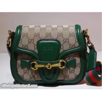 Crafted Gucci Lady Web Original GG Canvas Shoulder Small Bag 384821 Green