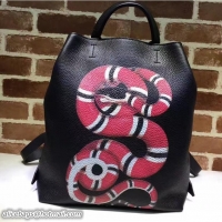 Classic Specials Gucci Snake Print Leather Backpack Bag 451000 Black