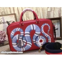 Best Price Gucci Snake Print Leather Top Handle Large Bag 453564 Red