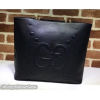 Perfect Gucci Embossed GG Leather Tote Medium Bag 453561 Black