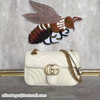 Luxury Cheap Gucci Now GG Marmont Mini Shoulder Bag 446744 White