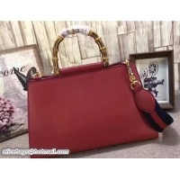 Pretty Style Gucci Nymphaea Leather Top Handle Medium Bag 453764 Red