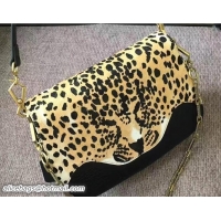 Top Design Gucci Leopard Print Calf Hair Shoulder Bag 466409/461913 Black