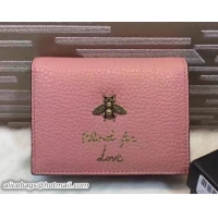 Good Quality Gucci Animalier Bee And Blind For Love Card Case 460185 Pink