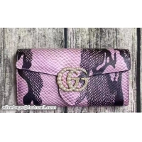 Buy Luxury Gucci Pearl Logo Snake Pattern GG Marmont Continental Wallet 400586 Pink