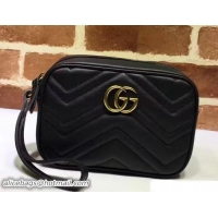 Pretty Style Gucci GG Marmont Matelassé Chevron Wrist Wallet 443438 Black