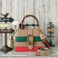 Classic Gucci Now Bamboo Smooth Leather Top Handle Bag 448075 Camel&Green&Red