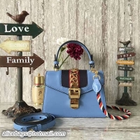 Grade Gucci Sylvie Cowhide Leather Shoulder Bag 470270 Blue