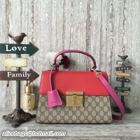 Top Design Gucci Padlock Gucci Signature Top Handle Bag 453188 Red&Pink