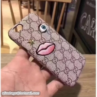 Good Product Gucci GG Canvas Embroidered Lip Iphone Cover Case G060101