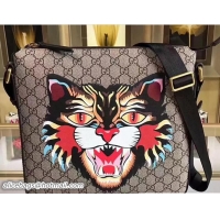 Buy Discount Gucci Angry Cat Print GG Supreme Flat Messenger 473886 2017