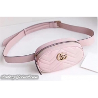 Luxury Discount Guuci GG Marmont Matelasse Leather Belt Bag 476437 Pink 2017