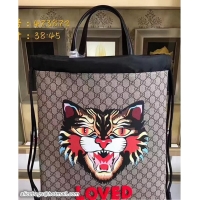 Generous Gucci Angry Cat Print GG Supreme Drawstring Backpack 473872