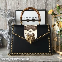 Traditional Specials Gucci Fox Bamboo Top Handle Bag 466434 Black