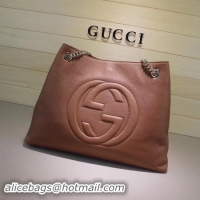 Original Cheap Gucci Soho Medium Tote Bag Calfskin Leather 308982 Apricot