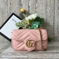 Top Quality Gucci GG Marmont Velvet Nano Shoulder Bag 476433A Light Pink