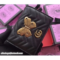 Best Grade Gucci GG Marmont Metal Animal Insects Studs Card Case 466492 Moths Black 2017