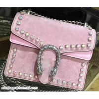Durable Gucci Mini Dionysus Crystal Suede Shoulder Bag 421970 Pink 2017