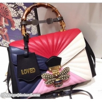 Good Quality Gucci Queen Margaret Quilted Leather Metal Bee Top Handle Medium Bag 476531 Blue/Red/Pink/White