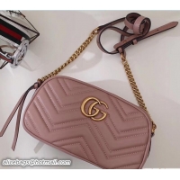 Sophisticated Gucci GG Marmont Matelassé Chevron Mini Chain Shoulder Camera Bag 448065 nude Pink 2017