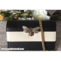 Good Quality Gucci Queen Margaret Leather Leather Mini Bag 476079 Black/White 2017