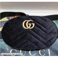 Unique Gucci GG Marmont Matelassé Velvet Belt Bag 476434 Black 2017