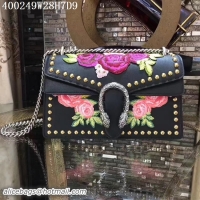 New Design Gucci Dionysus Embroidered Leather Shoulder Bag 400249 Black
