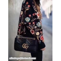 Sumptuous Gucci GG Marmont Matelasse Shoulder Bag 443496 Black