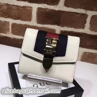 Best Product Gucci Sylvie Leather Wallet 476081 OffWhite