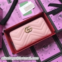 Hot Style Gucci GG Marmont Zip Around Wallet 443123 Pink