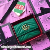 Duplicate Gucci GG Marmont Matelasse Wallet 474802 Green