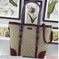 Fashion Luxury Gucci Original GG Canvas Tote Large Bag 387602 Burgundy