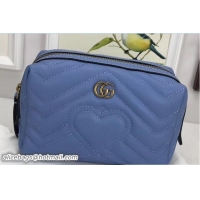 Good Product Gucci GG Marmont Cosmetic Case Bag 476165 Light Blue 2018