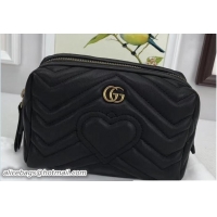Discount Gucci GG Marmont Cosmetic Case Bag 476165 Black 2018