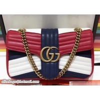 Popular Style Gucci Queen Margaret GG Marmont Small Chain Shoulder Bag 443497 Blue/Red/White 2018