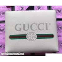 Duplicate Gucci Print Leather Vintage Logo Medium Portfolio Pouch Clutch Bag 500981 White 2018