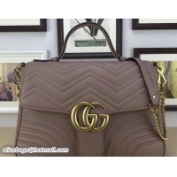 Low Cost Gucci GG Marmont Matelassé Chevron Medium Top Handle Bag 498109 Nude