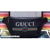 Sumptuous Gucci Print Leather Vintage Logo Belt Bag 493869 Black 2018