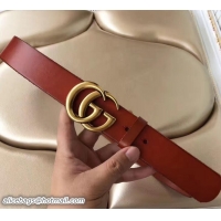 Sophisticated Gucci Width 38mm Double G Buckle Belt Red With Gold Hardware 20705