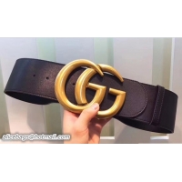 Best Grade Gucci Width 7cm Wide Leather Belt With Double G Buckle 20801 Black 2018