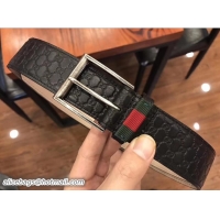 Best Product Gucci Signature Leather Belt with Square Buckle Silver Hardware 20811 2018