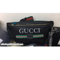 New Fashion Gucci Print Leather Vintage Logo Belt Bag 493869 Black