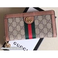 Sophisticated Gucci Ophidia GG Web Zip Around Wallet 523154 Nude Pink 2018