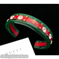 Pretty Style Gucci Web Cuff with Crystals 482241 Green/Red 2018