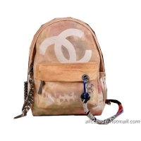 Chanel Graffiti Printed Canvas Backpack A9923 Apricot