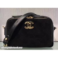 Grade Quality Chanel Suede Calfskin Business Affinity Camera Case Bag A93609 Black